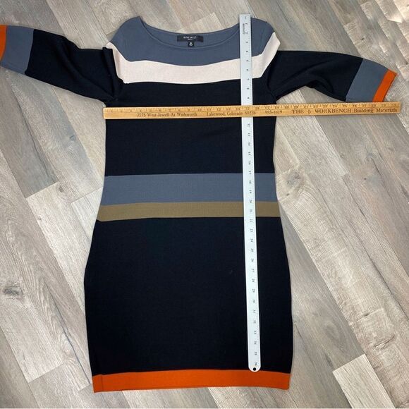 Nine West Colorblock Stripe Ponte Knit Sheath Dress Black Gray Medium Sweater - Picture 12 of 13